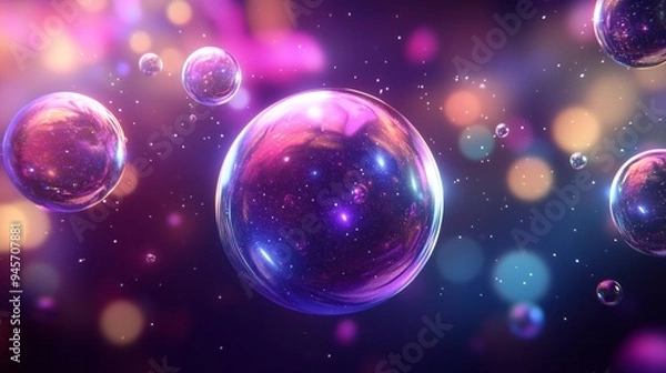 Fototapeta Cosmic Bubbles: A Dreamy Abstract Art