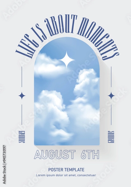 Fototapeta Aesthetic cloud poster design template with typography