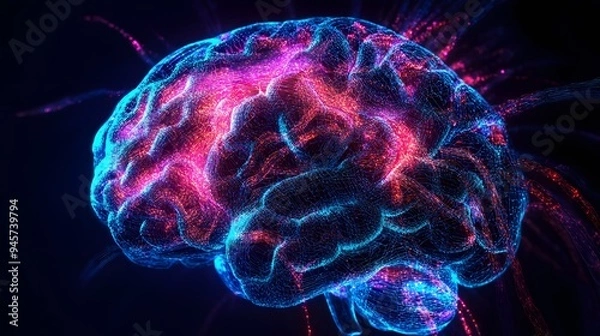 Fototapeta 2. The intricate patterns of a human brain illuminated with neural activity