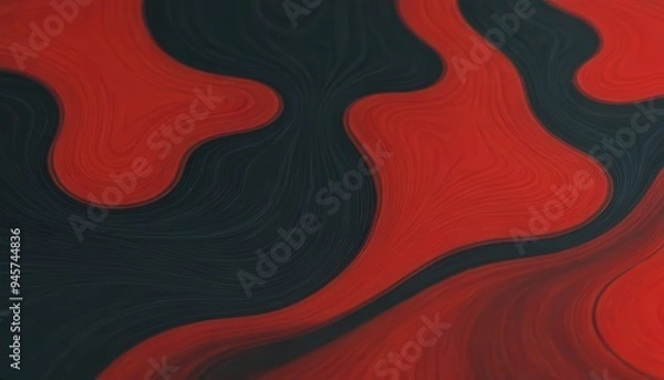 Fototapeta Abstract background with red and black wavy lines.