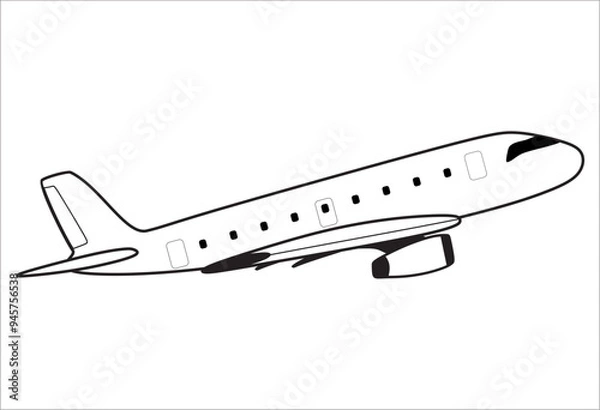 Obraz Airplane Side Line Vector