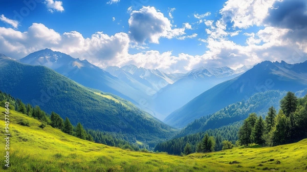 Obraz The beautiful natural scenery of mountains and fields