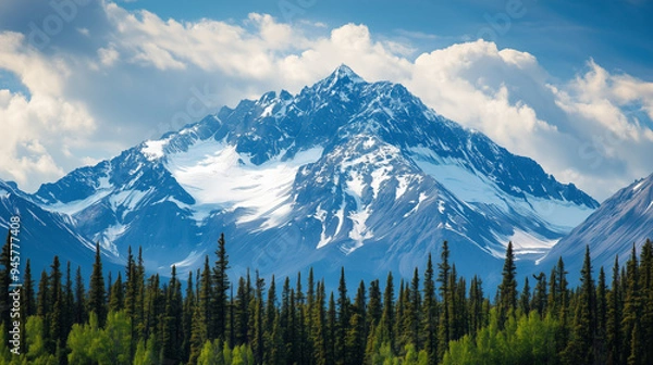 Obraz landscape with mountains clouds