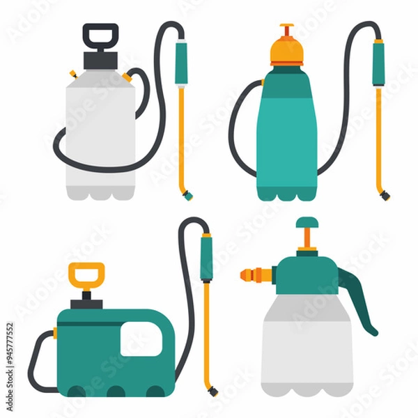 Obraz Garden sprayers vector cartoon set isolated on a white background.