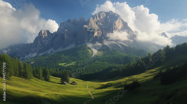 Obraz The beautiful natural scenery of mountains and fields