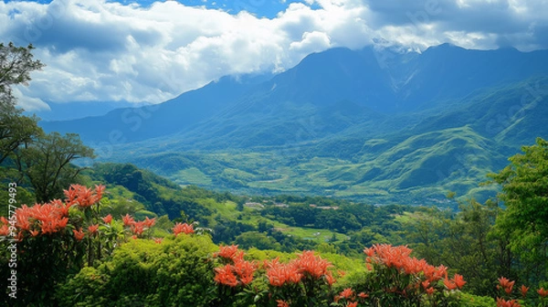 Obraz Mountains and fields, beautiful natural scenery