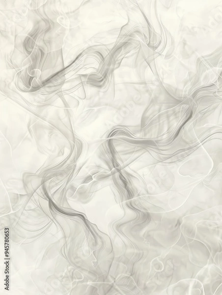 Obraz A captivating abstract image featuring wispy, swirling tendrils of energy in shades of grey and white. The tendrils create a mesmerizing flow, evoking concepts of ethereal energy, movement, and the in