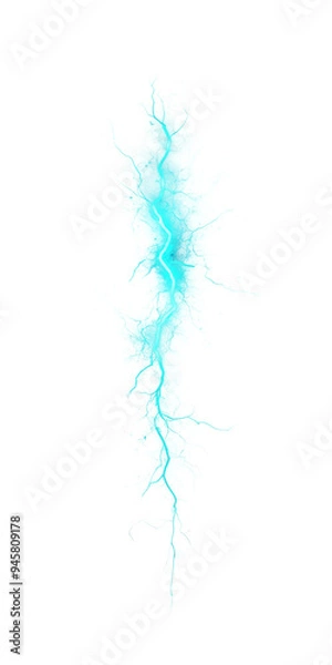 Obraz Cyan lightning bolt isolated on transparent background.