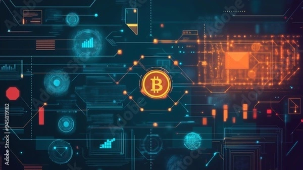 Fototapeta Digital Finance and Blockchain: Transforming Business Operations with Secure Transactions and Decentralized Systems