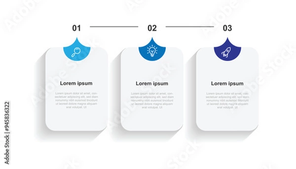 Fototapeta 3 step process infographic template vector with icons can be used for workflow, business information, presentation data visualization and web graphic design 