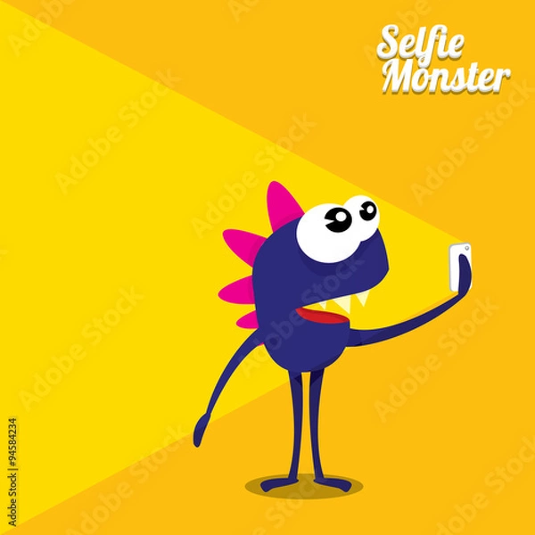 Fototapeta Monster Taking Selfie Photo on Smart Phone
