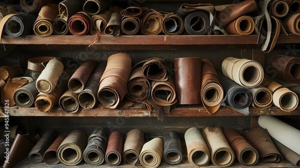 Obraz Leather Rolls in a Workshop.