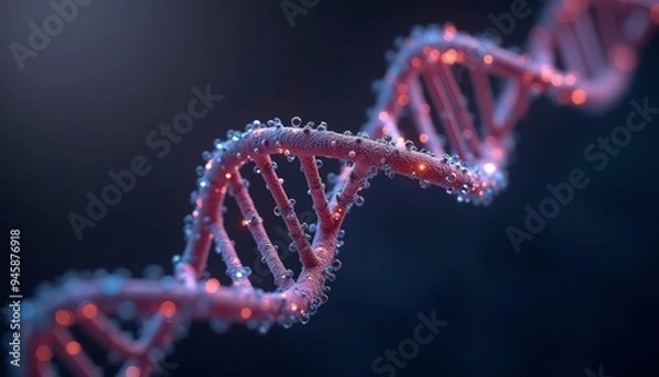 Obraz Illuminated DNA double helix a symbol of genetic code and molecular biology