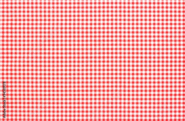 Fototapeta Red classic checkered tablecloth texture, background with copy space