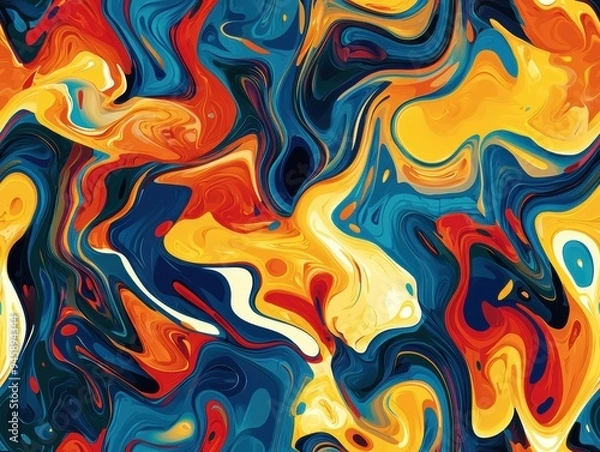Fototapeta Abstract Background of Colorful Wavy Lines and Swirls Explosion