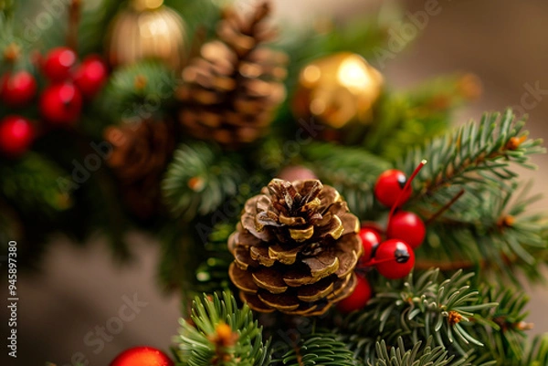 Obraz Close-up of a Christmas wreath