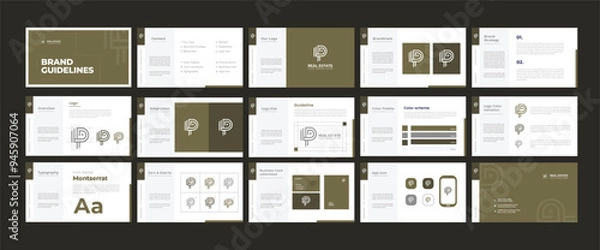 Obraz Real Estate Brand Guidelines Template, Elegant, Editable, Professional Vector Design for Realtors, Property Managers, and Real Estate Agencies