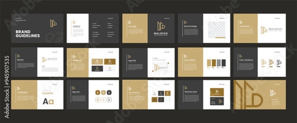 Obraz Real Estate Brand Guidelines Template, Elegant, Editable, Professional Vector Design for Realtors, Property Managers, and Real Estate Agencies