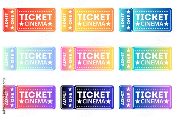 Fototapeta design for cinema tickets. multi-colored with gradient