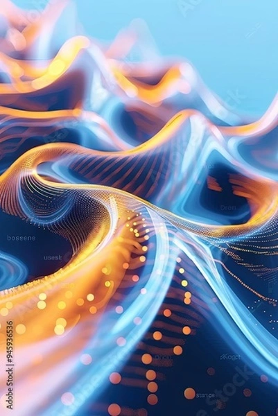 Fototapeta Gold and Dark Blue Glowing High Speed Lines - Futuristic Motion Abstract Background
