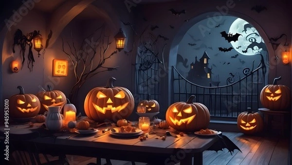 Obraz fun and spooky the overall mood would be a mix of spooky and fun perfect for halloween the cartoon.