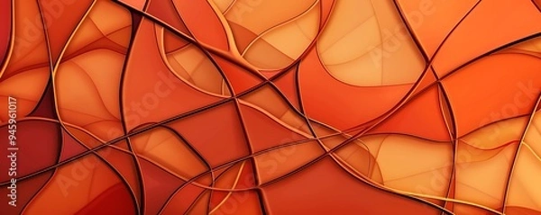 Fototapeta Terracotta orange abstract design featuring intersecting lines and geometric forms, exuding warmth and contemporary style.