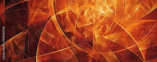 Fototapeta Terracotta orange abstract design featuring intersecting lines and geometric forms, exuding warmth and contemporary style.