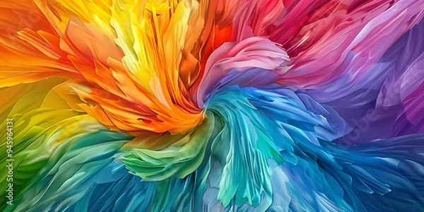 Fototapeta Spectrum-colored abstract artwork blending vibrant colors harmoniously, stimulating creativity and visual interest.