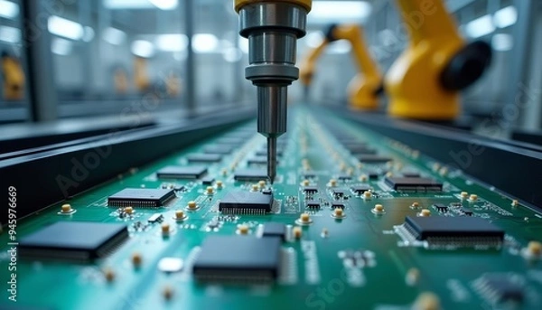 Fototapeta Precision assembly in hightech manufacturing