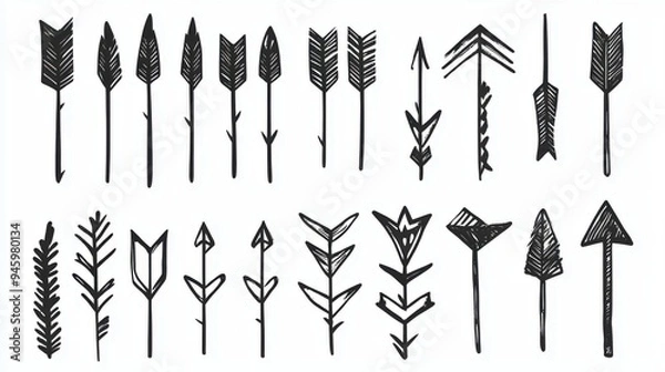 Fototapeta set of arrows on a white background.