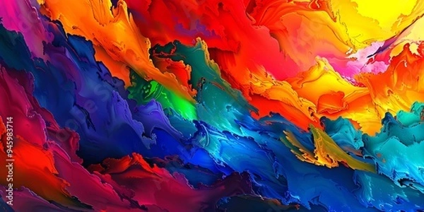 Fototapeta Spectrum-colored abstract artwork blending vibrant colors harmoniously, stimulating creativity and visual interest.
