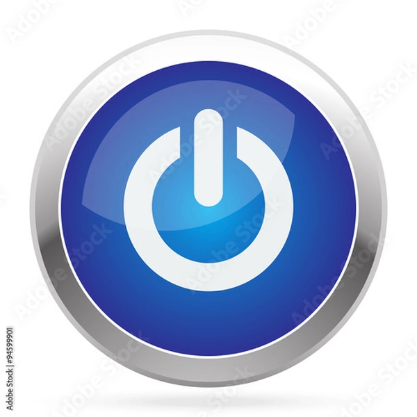 Fototapeta White Power icon on blue web app button