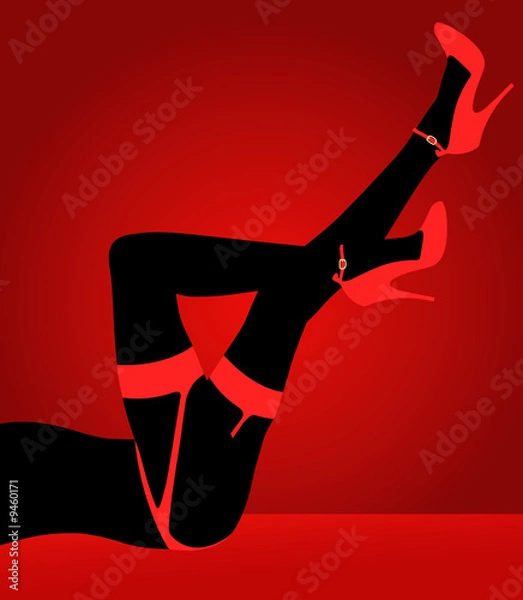 Obraz Beautiful stripper with high heel red shoes