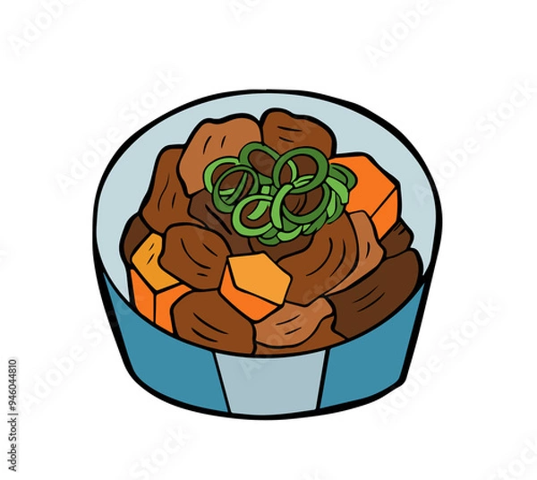 Obraz 筆絵　牛すじ煮込み　居酒屋メニュー
