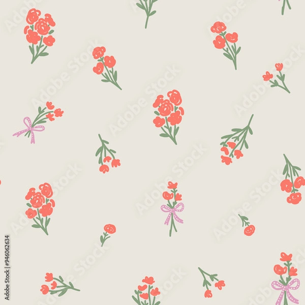 Obraz Romantic floral bouquets seamless pattern