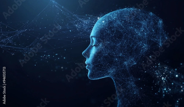 Obraz Digital Human Face Concept - Artificial Intelligence and Machine Learning