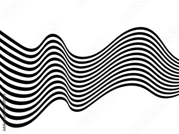 Obraz Abstract wave background, black and white wavy stripes or lines design. Eps 10