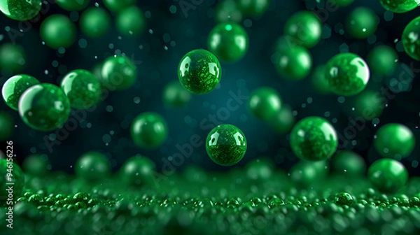 Fototapeta Group Green Objects Floating The Air