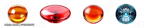 Fototapeta Set, collection of Glass Button isolated on transparent background.