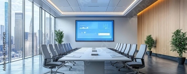 Fototapeta A business presentation in a high-tech conference room