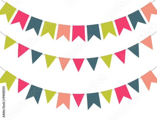Fototapeta Party Background with Flags Vector Illustration