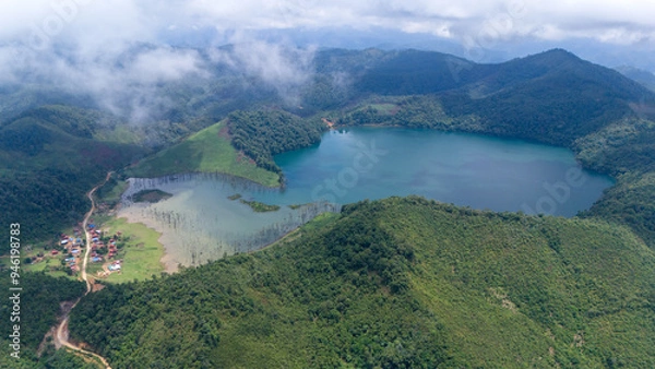Fototapeta Nong Far Lake at Attapeu, Laos
Nong Fa Lake or Nongphatom Lake ('Blue Lake') is a volcanic crater lake in the mountains of Sanxay District, Attapeu Province, southeastern Laos, in the Dong Ampham Nati