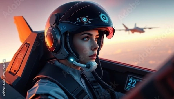 Fototapeta Close-up of a helmeted person