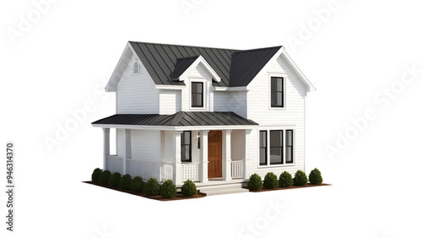 Fototapeta House 3d modern style rendering on white background.