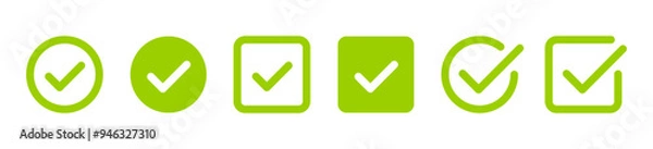Fototapeta Approval check icon isolated, set quality sign, green tick – stock vector