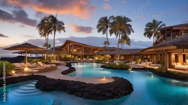 Obraz swimming pool at night