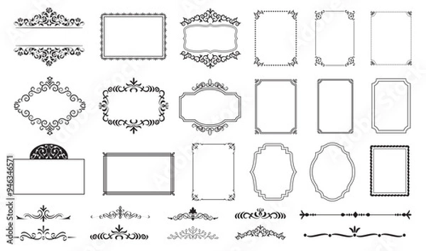 Fototapeta Vector decorative frames and borders, elegance set of vintage frames, floral ornament.eps