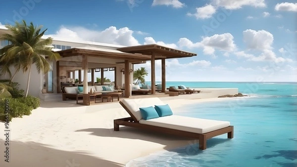 Obraz lounge chairs on the beach