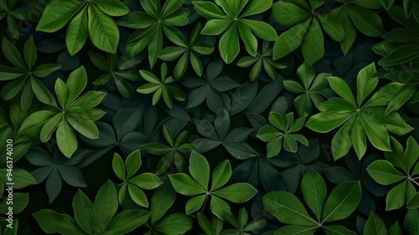 Fototapeta Lush Green Leaf Pattern