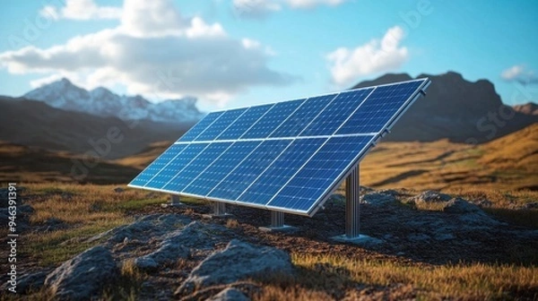 Obraz Offgrid solar battery storage solution integrated with renewable energy